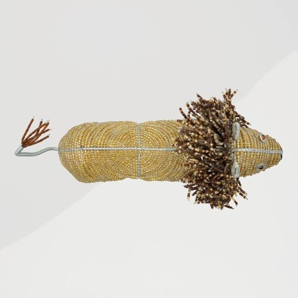 NWT Large Handcrafted Beaded Wire LION-Animal Art Sculpture / Figurine 13”x9" - Picture 7 of 10